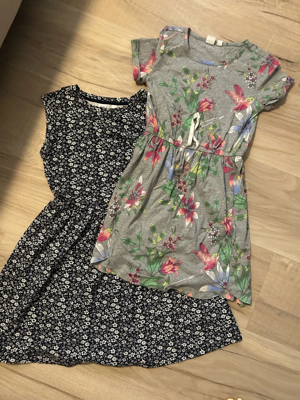 GAP Girls Floral Print Dress - Black & Gray